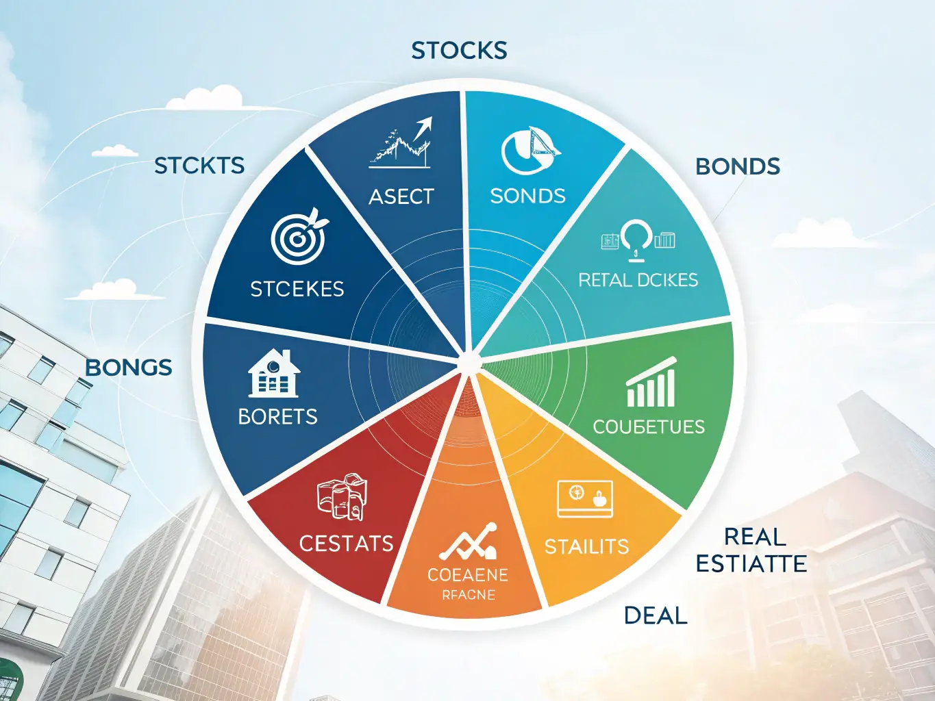 An image showing a diverse portfolio chart, representing the potential for diversification but also the risks associated with investing in a limited range of assets on Trade Republic.